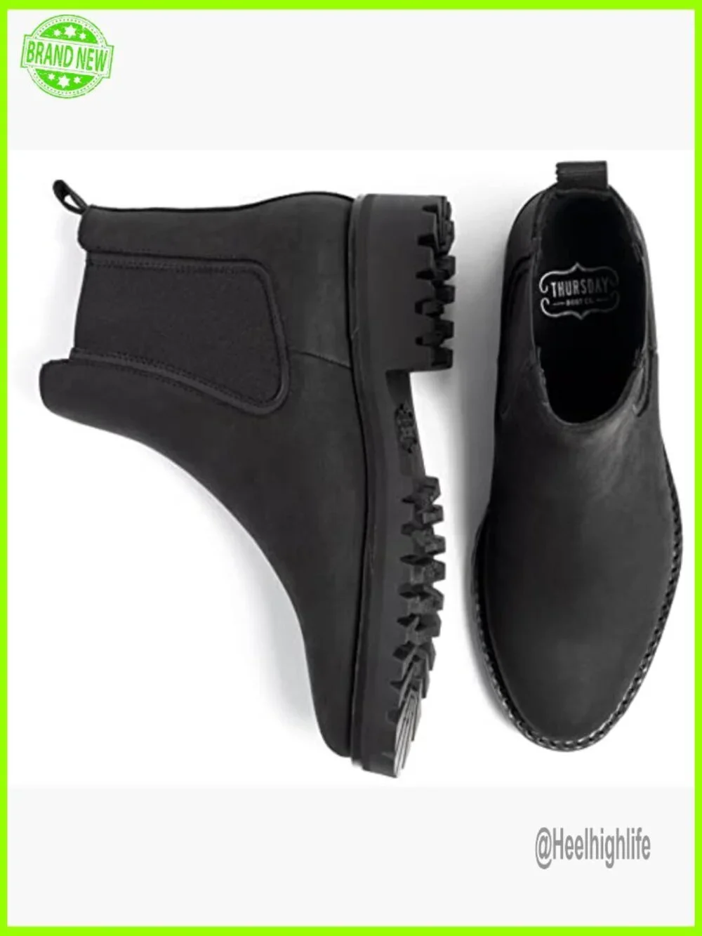 Women's Rugged Chelsea Boots, Leather Ankle Booties, Slip-On Work Boots